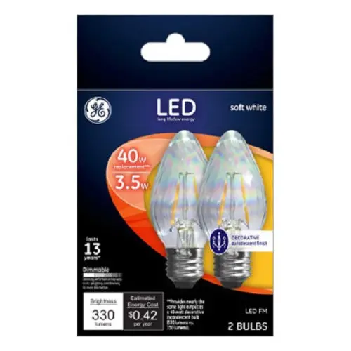 G E Lighting 93103494 2-Pack Led Flame Shape Clear Soft White Chandelier Light Bulbs - Quantity Of 4 1