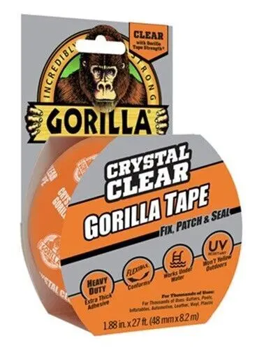 Gorilla 6027002 1.88" Inch X 27' Foot Roll Of Crystal Clear Waterproof Repair Tape 1