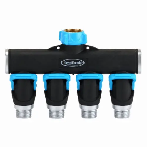 Green Thumb 357Gtdi Metal Full Flow 4-Way Garden Hose Faucet Splitter With Shut Offs - Quantity Of 12 1