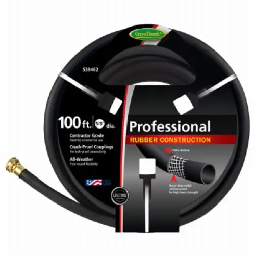 Green Thumb 8650-100 100' Foot X 5/8" Professional Contractor Black Rubber Garden Hose - Quantity Of 6 1