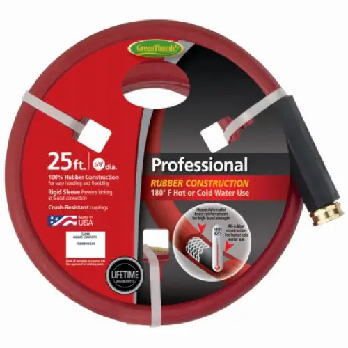 Green Thumb 8696Gt-25 5/8" Inch X 25' Foot Professional Red Rubber Hot Water Garden Hose - Quantity Of 2 1