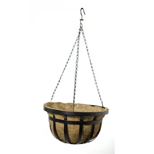 Green Thumb 88551Gt 14" Round Black Steel Flat Iron Hanging Basket Planter - Quantity Of 6 1