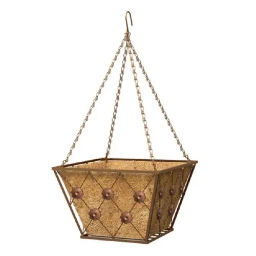 Green Thumb 88961Gt 14" Regency Square Metal Brushed Bronze Hanging Basket Planter - Quantity Of 6 1