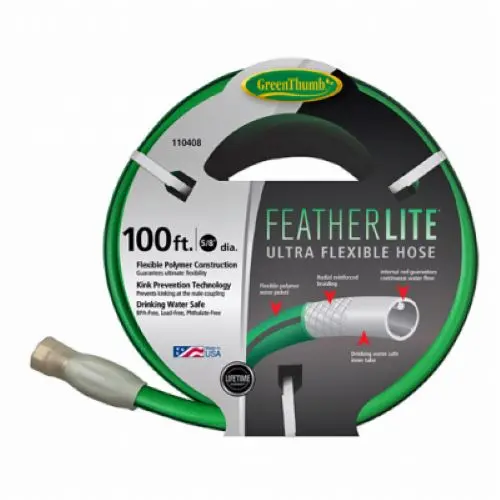 Green Thumb Gtfthl58100 Featherlite 5/8" Inch X 100' Foot Ultra Flexible Garden Hose - Quantity Of 1 1