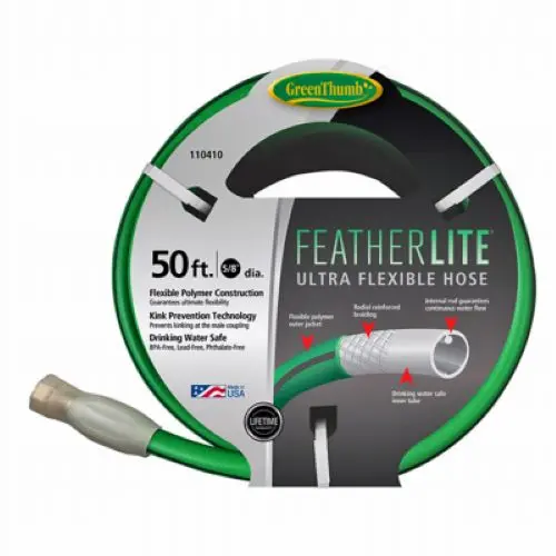 Green Thumb Gtfthl5850 5/8" Inch X 50' Foot Featherlite Ultra Flexible Anti Kink Garden Hose - Quantity Of 3 1