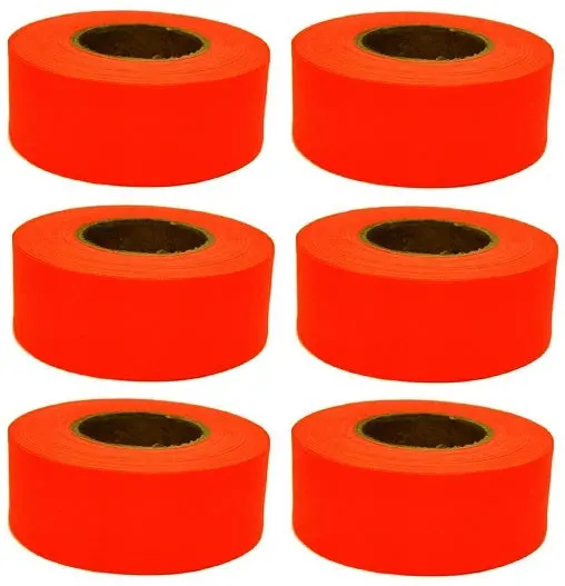 Hanson 17022 1-3/16" X 300' Ft Bright Orange Vinyl Flagging Ribbon Marking Tape - Quantity Of 6 1
