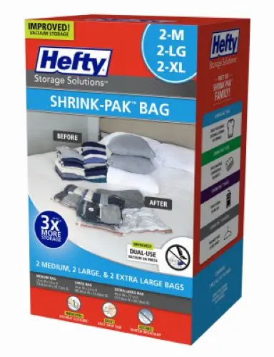 Hefty Hft-7052463 Variety Pack Of Shrink-Pak Clothes Storage Bags 1