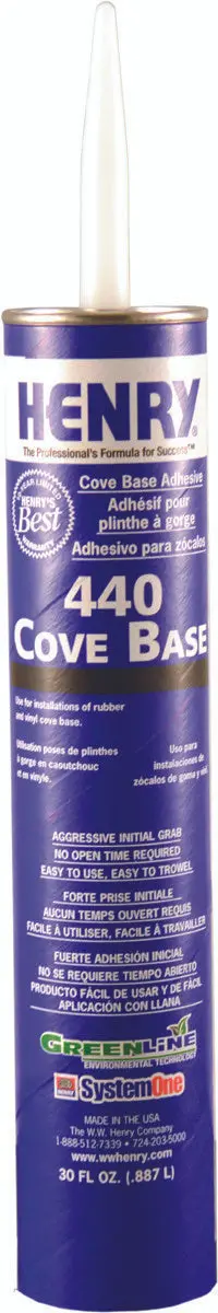 Henry 12107 30 Oz Tube Of #440 Cove Base Adhesive - Quantity Of 3 1