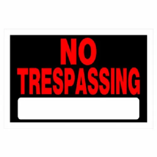Hillman 839904 8" X 12" Weatherproof Plastic Self-Adhesive No Trespassing Sign - Quantity Of 36 1