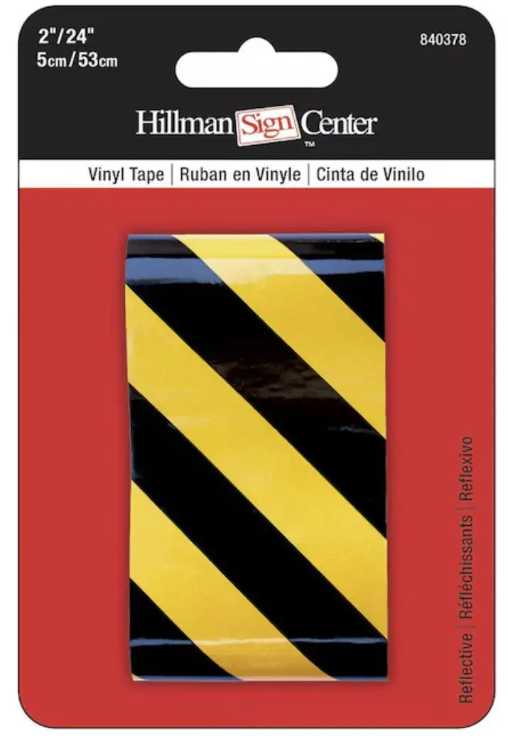 Hillman 840378 24" X 2" Reflective Black & Yellow Adhesive Safety Tape - Pack Of 15 1