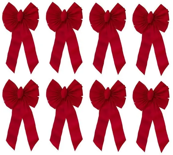 Holiday Trim 7355 14" X 28" X 4" 7 Loop Red Velvet Holiday Christmas Bow - Quantity Of 8 1