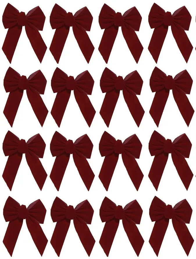 Holiday Trim 7822 10" X 13" X 3" 5 Loop Burgundy Velvet Holiday Christmas Bow - Quantity Of 16 1