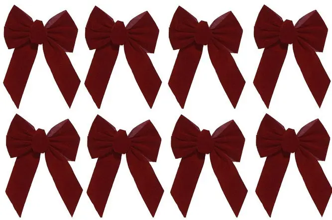 Holiday Trim 7822 10" X 13" X 3" 5 Loop Burgundy Velvet Holiday Christmas Bow - Quantity Of 8 1