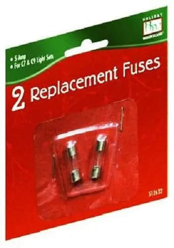 Holiday Wonderland 1015-88 2-Pack Of 5 Amp Replacement Fuses For C7 & C9 Light Sets - Quantity Of 30 1