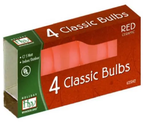 Holiday Wonderland 1074R-88 4-Pack Of C7 Red Replacement Bulbs - Quantity Of 100 1