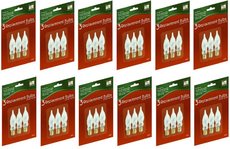 Holiday Wonderland 1078-88 3 Pack C7 Clear Flame Candle Replacement Bulbs - Quantity Of 12 1