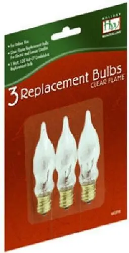 Holiday Wonderland 1078-88 3 Pack C7 Clear Flame Candle Replacement Bulbs - Quantity Of 18 1