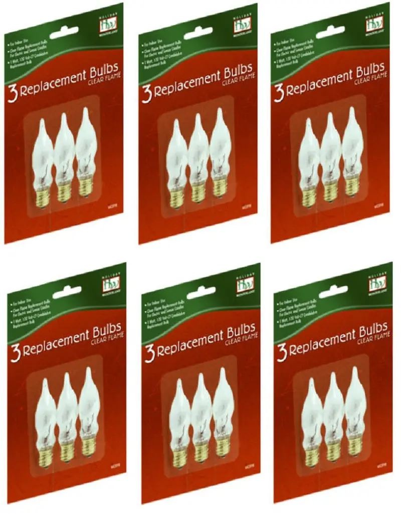 Holiday Wonderland 1078-88 3 Pack C7 Clear Flame Candle Replacement Bulbs - Quantity Of 6 1