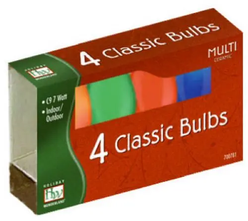 Holiday Wonderland 1094A-88 4-Pack Of C9 Ceramic Multi-Color Christmas Light Replacement Bulbs - Quantity Of 100 1