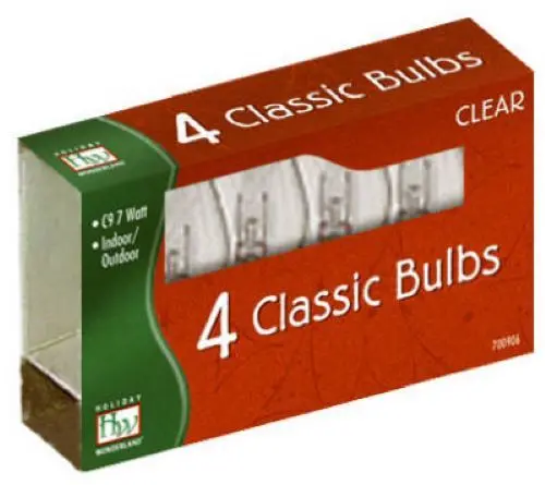 Holiday Wonderland 1094C-88 4-Pack Of C9 Ceramic Clear Christmas Light Replacement Bulbs - Quantity Of 100 1