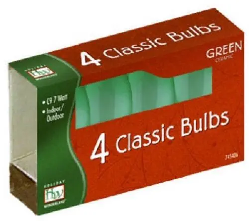 Holiday Wonderland 1094G-88 4-Pack Of C9 Ceramic Green Christmas Light Replacement Bulbs - Quantity Of 75 1