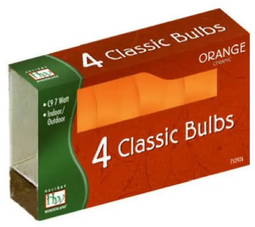 Holiday Wonderland 1094O-88 4-Pack Of C9 Ceramic Orange Christmas Light Replacement Bulbs - Quantity Of 75 1