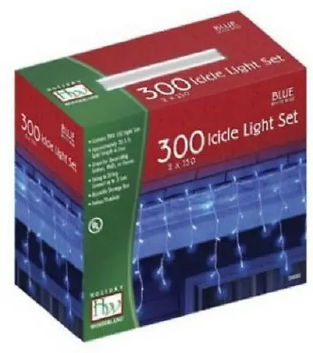 Holiday Wonderland 14087-88 300 Count Blue Icicle Christmas Light Set - Quantity Of 3 1