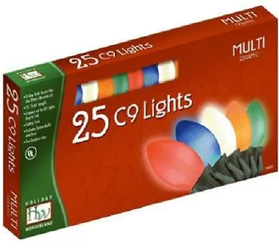 Holiday Wonderland 2924-88 25 Count C9 Multi Ceramic Christmas Light Set - Quantity Of 12 1