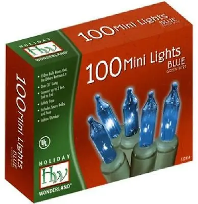Holiday Wonderland 4004-88A 100 Count Blue Christmas Mini Light Sets - Quantity Of 2 1