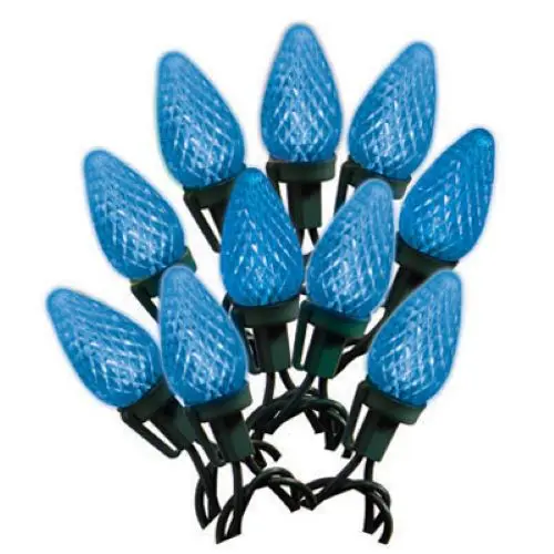 Holiday Wonderland 47658-88A Holiday Led 25-Light C9 Blue Faceted Bulb Set 1