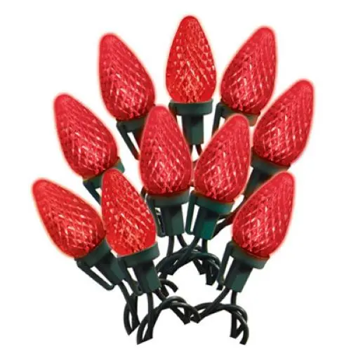 Holiday Wonderland 47660-88A Holiday Led 25-Light C9 Red Faceted Bulb Set 1