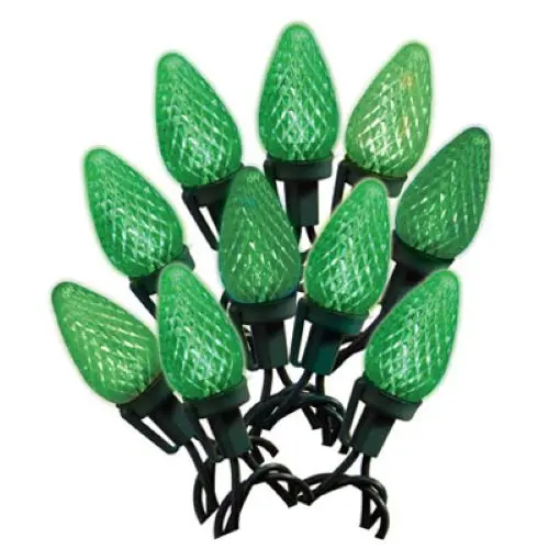 Holiday Wonderland 47661-88A Holiday Led 25-Light C9 Green Faceted Bulb Set 1