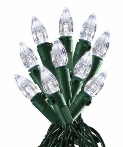 Holiday Wonderland 47697-88A Holiday Led 70-Light C3 Cool White Faceted Bulb String Light Set 1