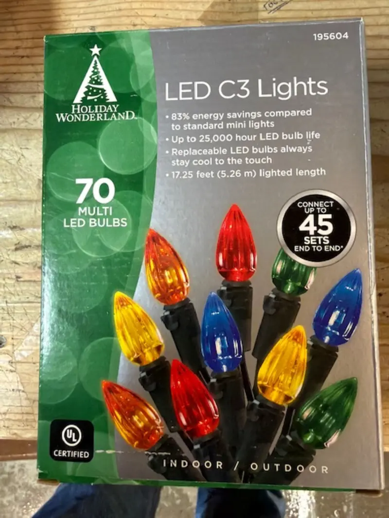 Holiday Wonderland 47698-88A Holiday Led 70-Light C3 Multi-Color Faceted Bulb String Light Set 1