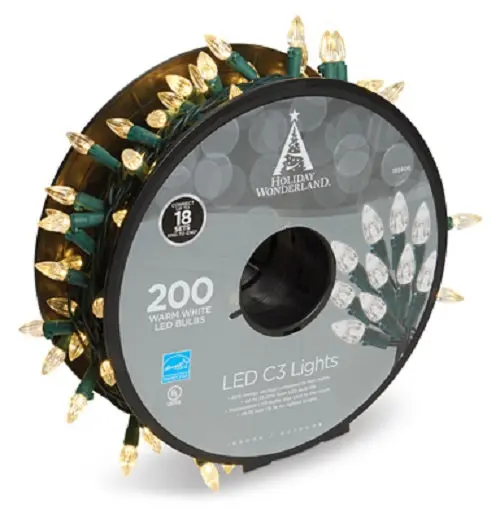 Holiday Wonderland 47700-88A 200 Count Spool Of Warm White C3 Led Christmas Lights - Quantity Of 1 1