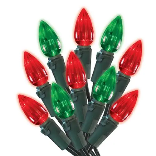 Holiday Wonderland 47703-88A Holiday Led 70-Light C3 Red & Green Faceted Bulb String Light Set 1
