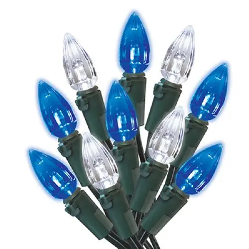 Holiday Wonderland 47704-88A Holiday Led 70-Light C3 White & Blue Faceted Bulb String Light Set 1