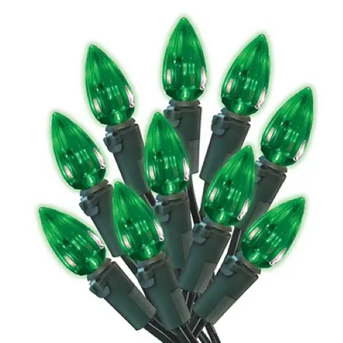 Holiday Wonderland 47714-88A Holiday Led 70-Light C3 Green Faceted Bulb String Light Set 1
