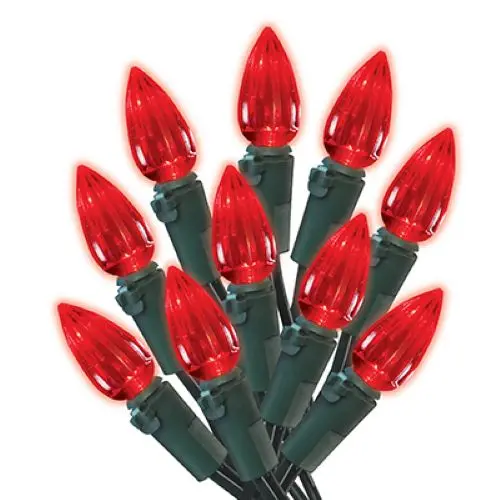 Holiday Wonderland 47715-88A Holiday Led 70-Light C3 Red Faceted Bulb String Light Set 1