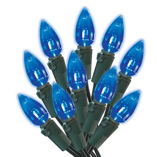 Holiday Wonderland 47716-88A Holiday Led 70-Light C3 Blue Faceted Bulb String Light Set 1