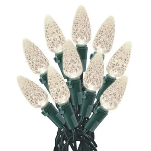 Holiday Wonderland 47870-88A Holiday Led 70-Light C6 Warm White Faceted Bulb String Light Set 1