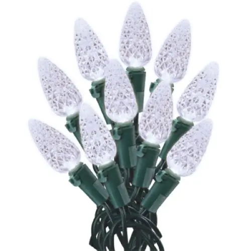 Holiday Wonderland 47871-88A Holiday Led 70-Light C6 Cool White Faceted Bulb String Light Set 1