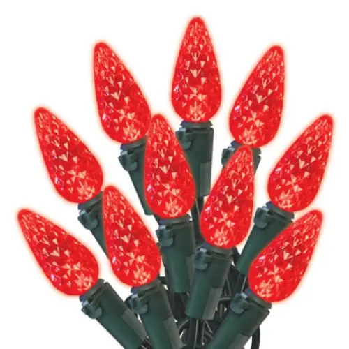 Holiday Wonderland 47876-88A Holiday Led 70-Light C6 Red Faceted Bulb String Light Set 1