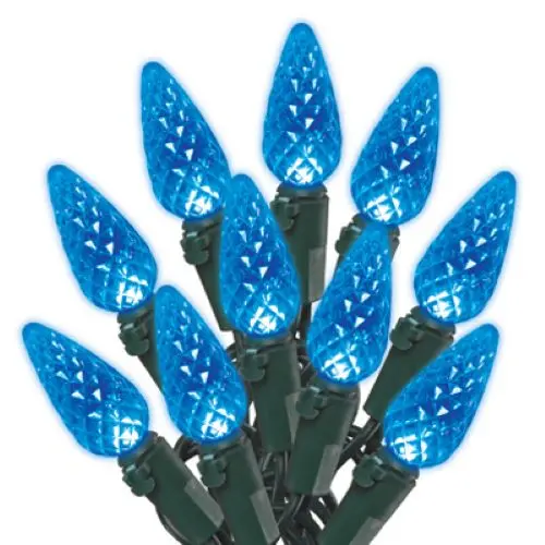 Holiday Wonderland 47879-88A Holiday Led 70-Light C6 Blue Faceted Bulb String Light Set 1