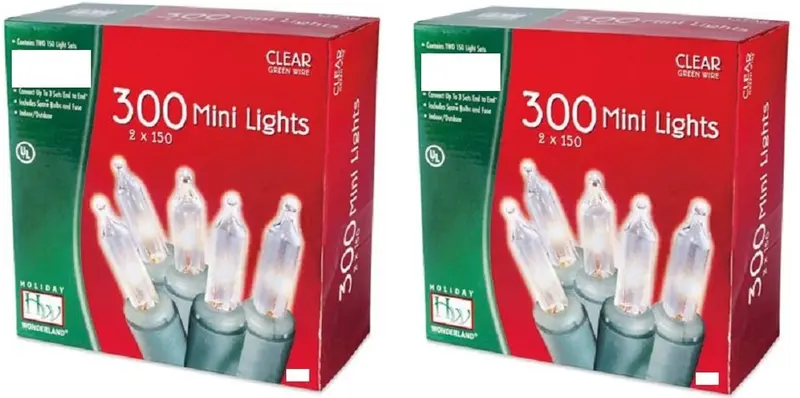 Holiday Wonderland 48150-88A 300 Count Clear Miniature Christmas Light Sets - Quantity Of 2 1