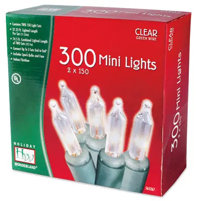 Holiday Wonderland 48150-88A 300 Count Clear Miniature Christmas Light Sets - Quantity Of 4 1