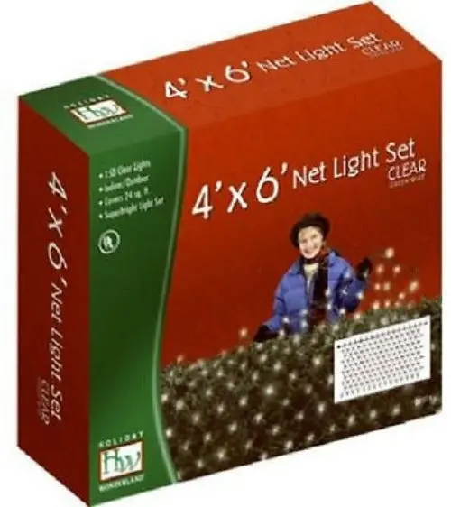 Holiday Wonderland 48950-88 150 Light Count 4' X 6' Clear Net Christmas Lights - Quantity Of 4 1