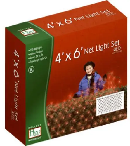Holiday Wonderland 48953-88 150-Count 4' X 6' Red Christmas Net Light Set - Quantity Of 8 1