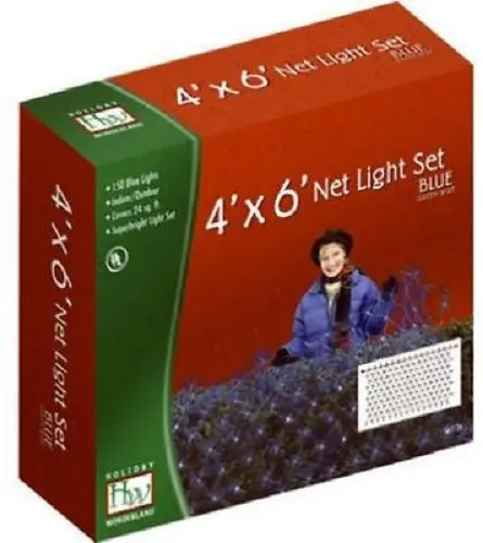 Holiday Wonderland 48954-88 150-Count 4' X 6' Blue Net Christmas Lights - Quantity Of 6 1