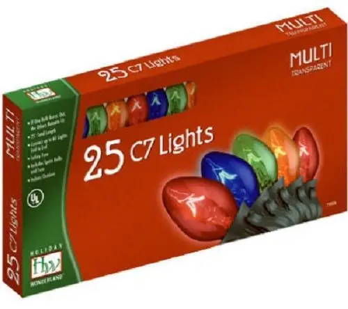 Holiday Wonderland 525-88 25 Count Transparent Multi-Color C7 Christmas Light Set - Quantity Of 4 1
